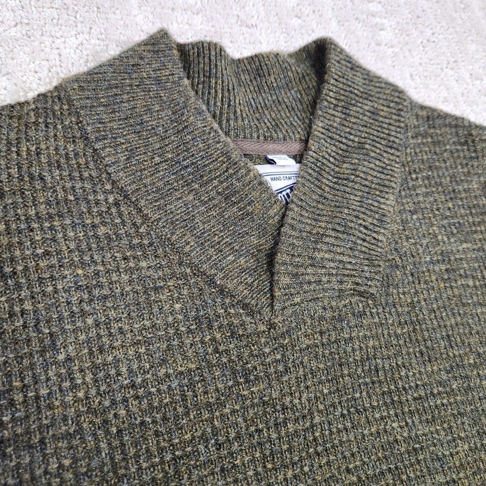 SCHOTT BROS NYC Sweater Men‎ Medium Merino Wool Chunky Knit Shawl Collar Green